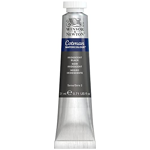 Winsor & ton 308473 Cotman Metallic Aquarellfarbe Studio Wasserfarben, lebendige hochwertige Farben mit sehr guten Verarbeitungseigenschaften, 21ml Tube - Irisierendes Schwarz