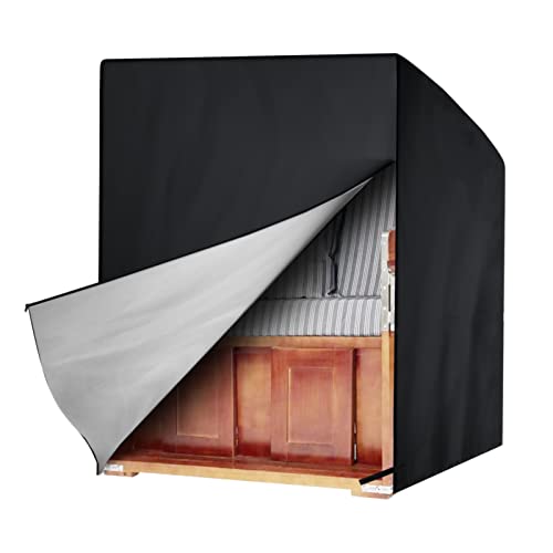 Awnic Strandkorb Schutzhülle Winterfest, Strandkorbhülle 2 Sitze Wasserdicht, Abdeckhauben für Strandkörbe, Abdeckung Strandkorb Winterfest 420D Oxford-Gewebe L135×B105×H175/140cm
