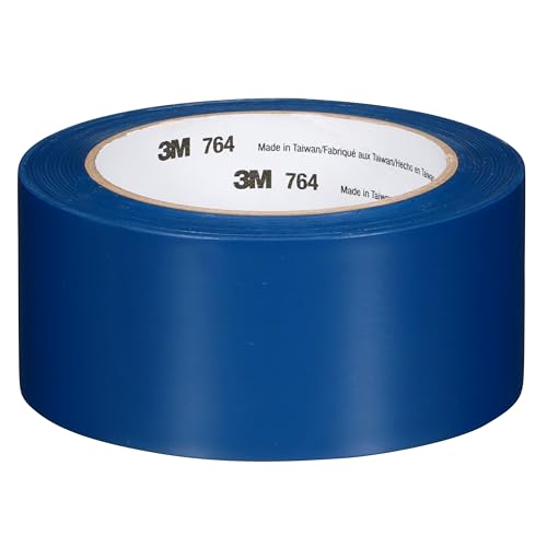 3M Vinyl Tape 764, General Purpose, 2 in x 36 yd, Blue, 1 Roll, Light Traffic Floor Marking, Social Distancing, Color Coding, Safety, Bundling