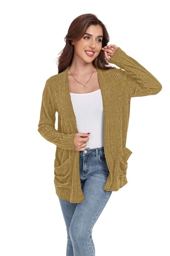 Image of GRECERELLE Womens Long Sleeve Lightweight Open Front V-Neck Casual Cardigan Sweaters Outerwear with Pockets 2025, S-2XL