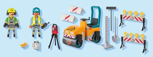 Playmobil 71751 : Ouvriers avec rouleau compresseur et signalisation Playmobil - vue 7