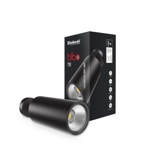 Image of Goldmedal Bibo 7W LED Surface Spotlight | Focus Light |Warm White (3000K)| Adjustable Base | with 36Beam Angle | for Kitchen,Living Room & Malls | Up to 70 Lumens Per Watt | Body Colour:Black
