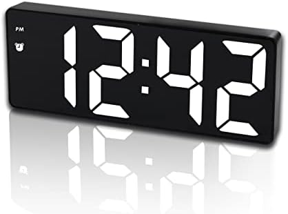 IOJBKI Digital Alarm Clock for Bedroom,Mirror Surface LED Electronic Clocks,Adjustable Brightness, Snooze Model,Voice Control,12/24H Display,Alarm Clock for Kids,Office,Table,Nightstand