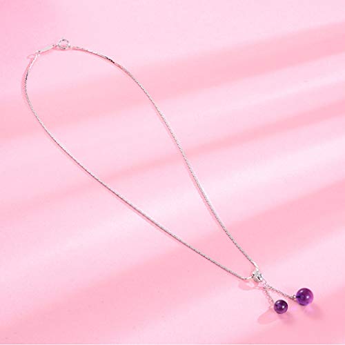 Collier améthyste véritable, pendentif double perle de qualité supérieure