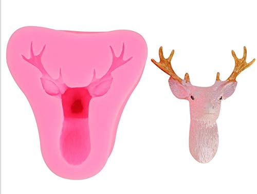 Stag Head Mould Christmas Deer Silicone Mold for Sugarcraft Cake Decorating Cupcake Topper Jewelry MakingEpoxy Resin Polymer Clay FondantGum Paste