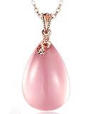 Aartoil - Collana da donna in oro rosa 18 carati, con fiore a goccia e quarzo rosa e 18ct rosa oro, colore: Oro rosa: 30 carati., cod. ARTOILGZTWO258