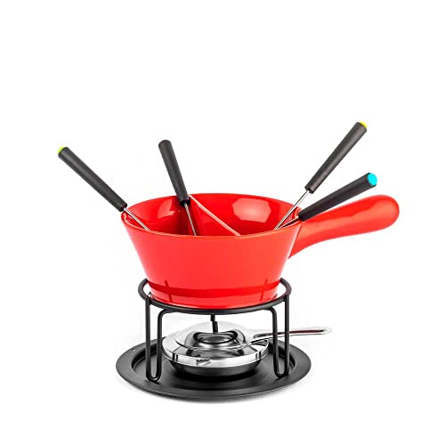 Conjunto Para Fondue Com Divisória 9 Peças Vermelho Brinox