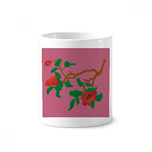 Porte brosse à dents fleur rouge vert en céramique pour une table de chevet fleurie