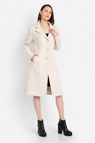 Image of HAUTEMODA Women's Winter Coat Trench Long Sleeves Over Coat With Pocket single Breasted