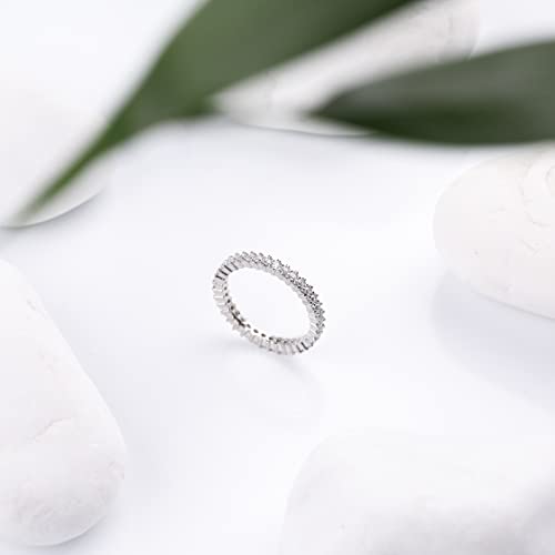 Genuine Solid 925 Sterling Silver All-Around Eternity Band Ring 2.8 mm set with Round Brilliant Cut Simulated Diamond Infinite Elements Cubic Zirconia Clear Cz2