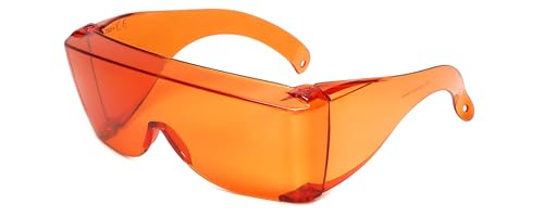 Calabria 3000 Fitover Safety Glasses with Uni-Lens – [Dark Orange Red] Wrap Around Eye Protection | Anti-Fog Scratch Resistant | Protective Eyewear