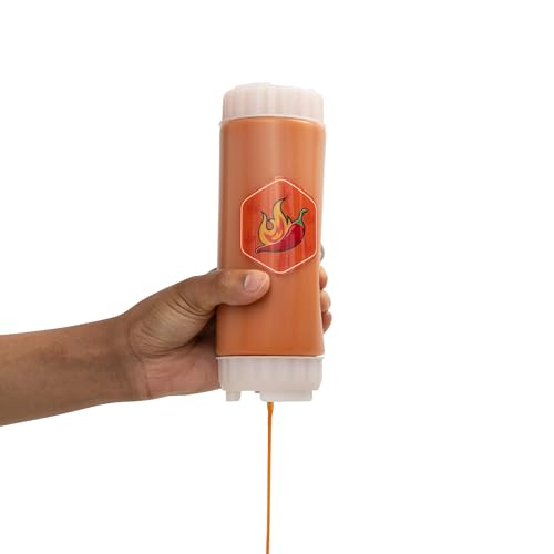 Brenium 18Oz Refillable Fifo Squeeze Bottle For Hot Sauce – Bpa-Free No-Drip Condiment Dispenser With Twist Cap, Dishwasher Safe For Sriracha, Chili Garlic, Spicy Oil, Buffalo