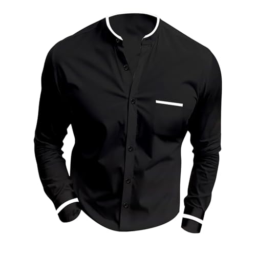 Camicia da uomo in cotone, a maniche lunghe, vestibilità regolare, per il tempo libero, in lino, da uomo, slim fit, colore bianco, a maniche corte, da uomo, a maniche corte, 4 x l, da uomo, a maniche corte, non necessita di stiratura. 3xl, camicia estiva da uomo a maniche corte, 3 x L, camicia da lavoro bianca camicia uomo manica corta Maniche lunghe, nero