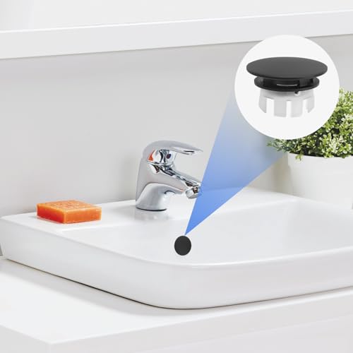 APOMOONS 2 Stück Waschbecken überlauf Abdeckung Waschbecken-überlaufringe Runde überlaufabdeckung Badewannenüberlauf Abdeckung für Badezimmer Küche Waschbecken Zubehör mit Rohmaterialband Schwarz