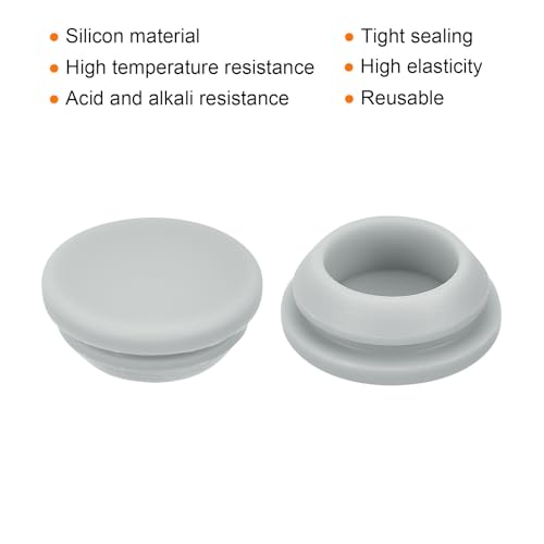 Image of MECCANIXITY 16pcs Silicone Snap in Locking Hole Plugs,18mm /0.7 Inch Mounting Diameter Narrow Groove Width 2mm Panel Seal Cover Round for Kitchen Bulkheads Waterproof Sealing Plugs Grey