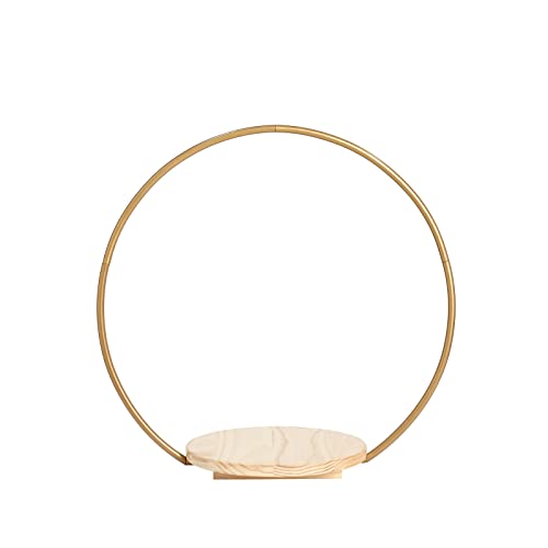 Balsa Circle CAKE_STND_HOPRD01_S_GOLD@001 Gold 20-Inch Geometric Round Wood With Metal Arch Cake Display Stand Wedding Party Events Reception Decorations Supplies cover