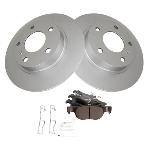 Image of TRQ Rear Brake Pad and Rotor Set Ceramic Coated Rotors Compatible with 2019-2021 Mazda 3 2020-2021 CX-3 CX-30