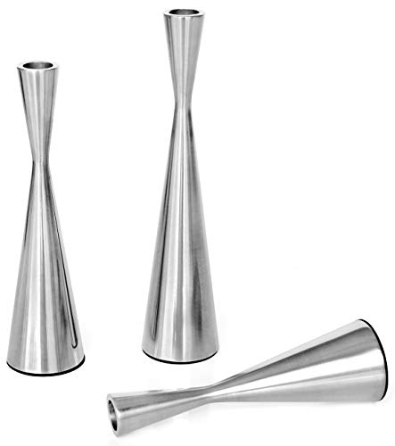 Vixdonos Taper Candlestick Holders Metal Candle Holders Set Of 3 Table Decorative Candle Stand For Wedding, Dinning, Party,Home Decor (Silver) #TOP2