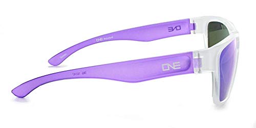 Optic Nerve - 2022 Premium & Affordable Polarized Wayfarer Sunglasses For Girls, Tag Edition With Matte Crystal Clear/Purple Frame/Smoke/Blue Mirror Lens #TOP4