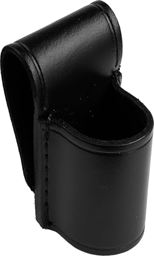 Compact Poly Stinger Flashlight Holder with Snap Back Black Leather Open Top and Open Bottom Holster Fits 1.20 Inch Barrel Diameter Duty Belts up to 2.25 Inch Made in USA