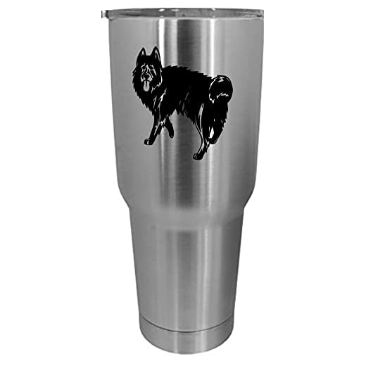 Black Norwegian Elkhound Dog Themed Etched 30oz Stainless Steel Tumbler