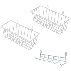 Macetas Colgantes Facil WEST 3 pieces,cesta almacenaje Cesta Colgante y Estante Colgante,para diseño Parrilla de pared de metal,celosía Foto de pared,Accesorios Rejilla de Pared,Panel de Rejilla,muebles de cocina baño,blanco