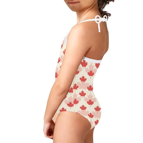 Image of Girls One Piece Swimsuit Beach Bathing Suit Toddler Floral Halter Straps Swimwear for 1-10 Years