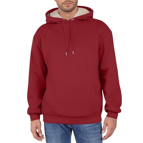 Hoodies For Men Heavy Thick Fleece Lined Winter Windproof Warm Athletic Sweatshirts Pullover Pockets, M-3XL