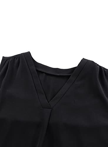 Image of Eytino Womens Plus Size Tank Tops Summer Sleeveless V Neck Casual Loose Chiffon Blouse Office Work Shirts(1X-5X)