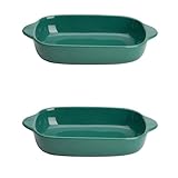 Keramik-Ofenform, Kuchenform, 22,6 cm, Porzellan-Backform, Kuchenplatte, antihaftbeschichtet, Quiche-Form zum Kochen, 2er-Set, Rot