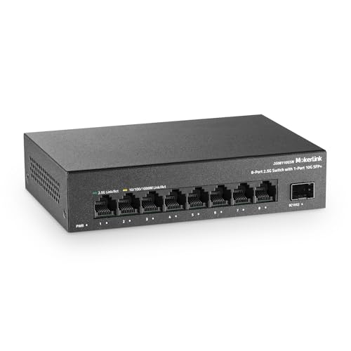 Image of MokerLink 8 Port 2.5G Ethernet Switch with 10G SFP+ Slot, 8x2.5G Base-T Ports Compatible with 100 /1000Mbps, Mini Size, Metal Unmanaged Fanless Multigigabit Network Switch