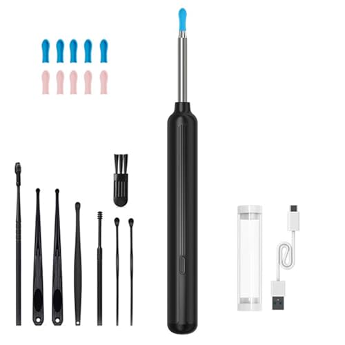 LEZHUAN Ear Wax Removal, Ear Wax Removal Tool Camera with 1080P and 6 LED Lights, Ear Cleaner with 10 Replacement Tips, Earwax Removal Kit with Camera and 7 Pcs Ear Picks for Android/iOS
