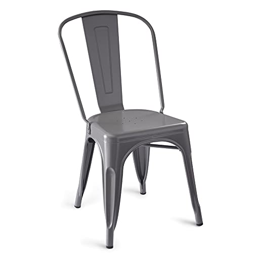 Amazon Basics Metal Dining Chairs, Dark Grey, 1 Count (Pack Of 4) #TOP3