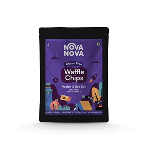 Image of NOVANOVA Waffle Chips Nachni & Sea Salt I Sugar-Free & Gluten Free I Healthy Sweet-Snack I 100% Eggless I 110 G, 140 Grams