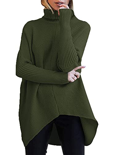 Image of ANRABESS Womens Casual Fall Sweater Turtleneck High Neck Batwing Sleeve Oversized Sweater Dress