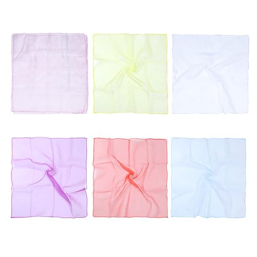 6 Pcs Chiffon Scarf 1950s Square Neck Scarf Head Scarfs Vintage Soft Scarves for Women Girl Lady MSL19B3