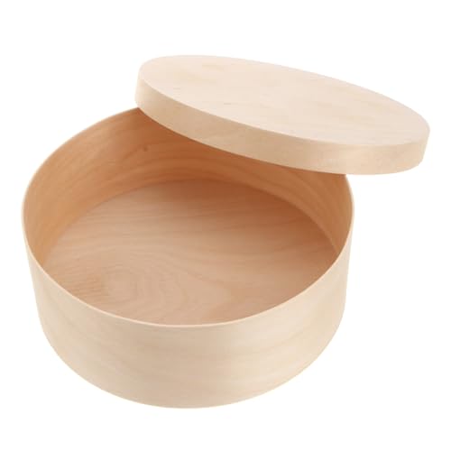 KICHOUSE 6 Inches Double Layer Cheesecake Packing Box Round Wooden Food Packaging Case Lid