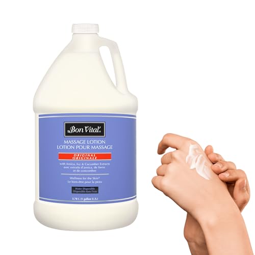Bon Vital Original Massage Lotion 1 Gallon Pail Lightweight Non-Greasy Formula for Massage Therapy Moisturizes & Nourishes Dry Skin Ideal for Clinics Spas & High-Volume Use