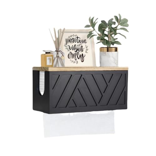 Dispensador Papel Secamanos, 30,5 x 12,5 x 14 Cm, Dispensador de Toallas de Papel de Madera, Dispensador de Toallas de Mano (Negro)