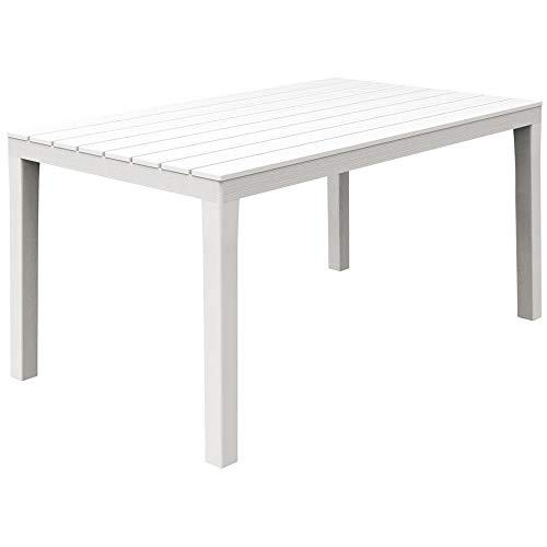 Dmora - Table d'extérieur Vasto, Étagère à manger rectangulaire, Table de jardin polyvalente intérieure et extérieure, 100% Made in Italy, 138x78h72 cm, Blanc