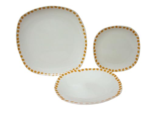 VAJILLA 18 PIEZAS 6 PERSONAS SEMIREDONDA PORCELANA TOPOS NARANJA VAJILLA 18 PIEZAS 6 PERSONAS SEMIREDONDA PORCELANA TOPOS NARANJA