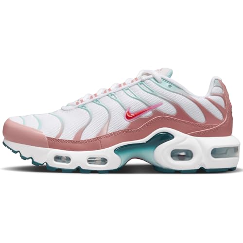 Nike Air Max Plus Big Kids' Shoes (CD0609-110, White/Red Stardust/Jade Ice/Siren Red) Size 7