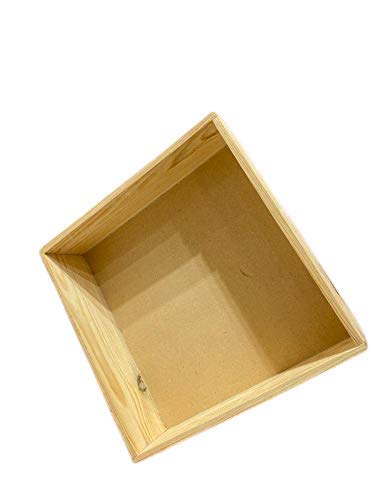 Craftworx Square Pinewood Basket with Pine MDF Base for Gift Packaging and Decorations Size (8 x 8 x 2.5) Inches