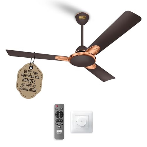 Image of KUHL Brise Star E3-DUO 1200mm BEE 5-Star BLDC Ceiling Fan |29W Energy Saving (Up to 65%) | High Airflow & Low Noise |Remote as well as Regulator Operated| 5 Year Motor Warranty | ISI Marked (Espresso)