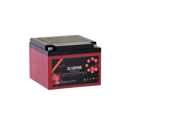 BATTERIA ZENITH ZL120130 DEEP CYCLE USO CICLICO SIGILLATE AGM ZL120130 26 Ah LAVAPAVIMENTI SPAZZATRICI GOLF CARS BARCHE ELETTRICHE SCOOTER ELETTRICI ENERGIE RINNOVABILI NAUTICA CAMPER TORRI FARO
