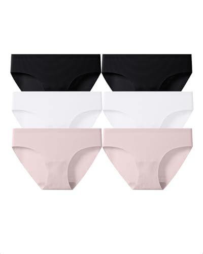 Subucula 6 Bragas Classic Invisibles   Seamless de Corte Laser   Ultra Suaves, Sin Costuras ni Marcas. (FR/ES, Letras, M, Regular, Regular, Algodon92% Blanco)
