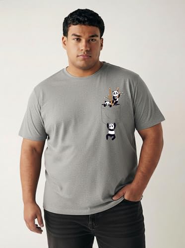 Image of Toodlegram Men's Plus Size Graphic Printed Cotton T-Shirt Casual Round Neck Regular Fit