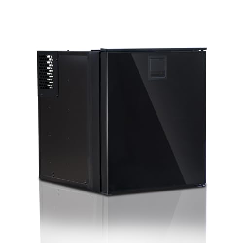 Techomey 2.2 Cu.Ft RV Refrigerator, 60L Compact Fridge, 12/24V, Mini Refrigerator with Anti-Shock & Shake, LED light, Reversible Door, for Car Van Boat Camping Truck Travel, Black