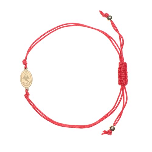 Catholic Town adjustable red cord bracelet with stainless steel Virgen de la Caridad del Cobre (Our Lady of Charity) medal (SSBCSMH-RED)