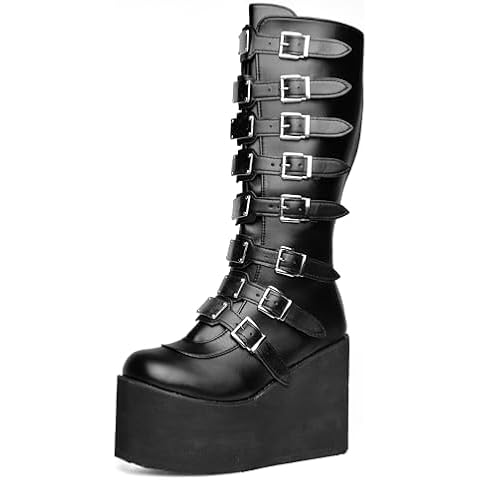 Ritmorro Women's Goth Wedge Platform Boots Cover